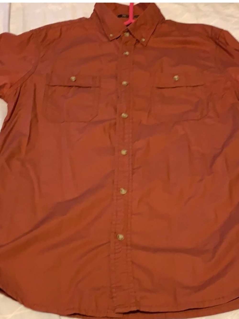 Forever 21 Men's Rust Orange Short Sleeve Button-Down Shirt